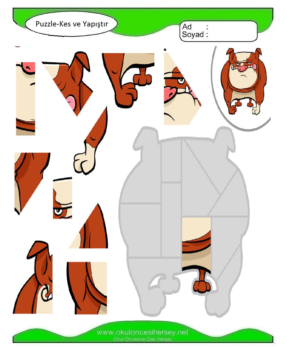 Puzzle Kes Yapıştır Çalışma Sayfaları